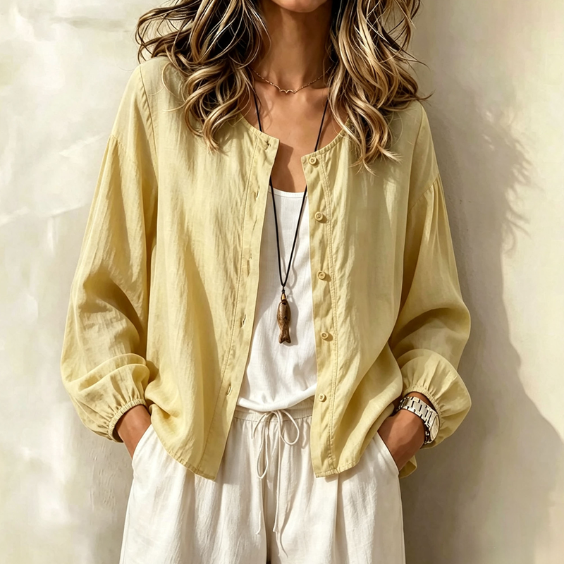 Women's Loose Solid Color Button Down Shirt mysite