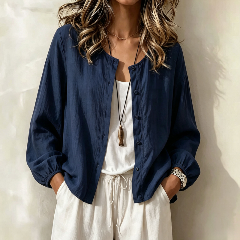 Women's Loose Solid Color Button Down Shirt mysite