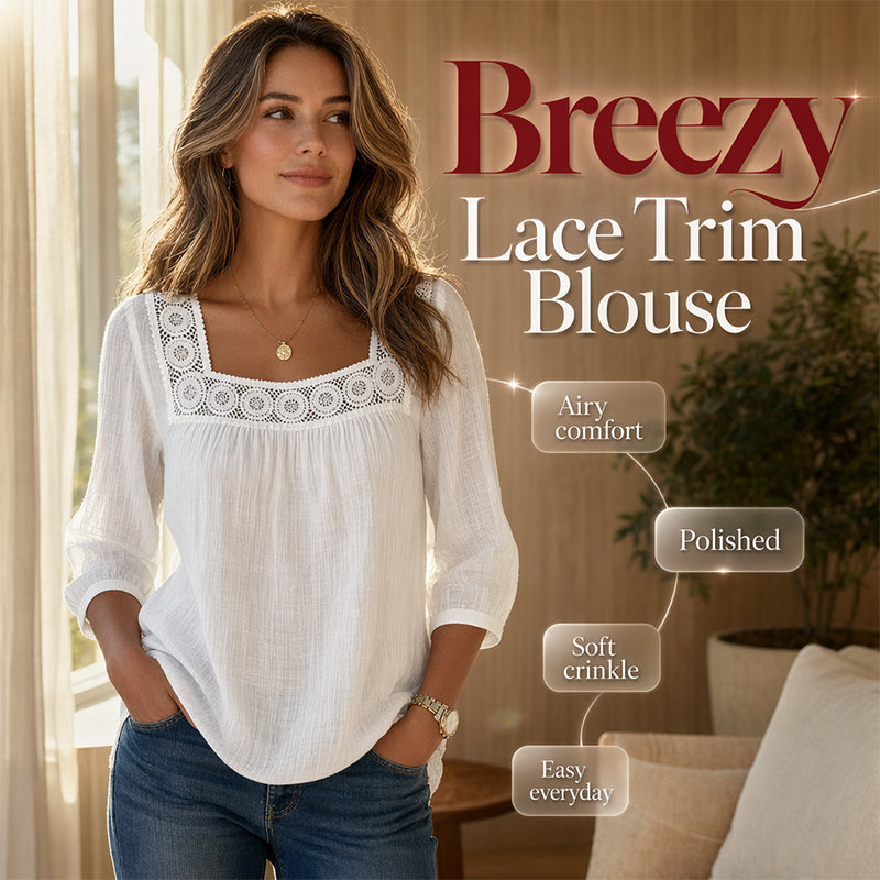 Women’s Square Neck Lace Crochet Blouse mysite
