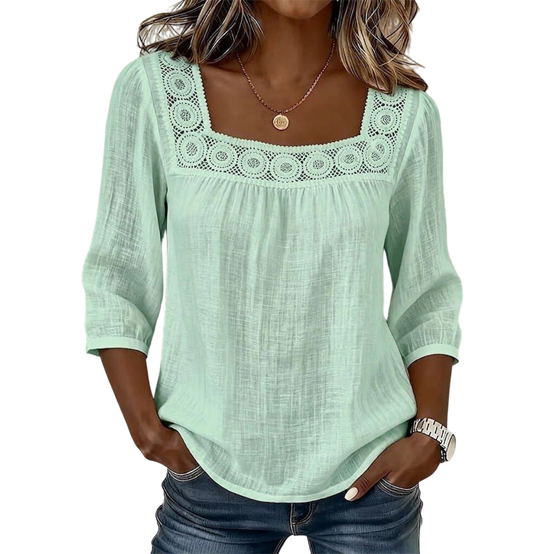 Women’s Square Neck Lace Crochet Blouse mysite