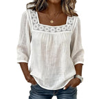 Women’s Square Neck Lace Crochet Blouse mysite