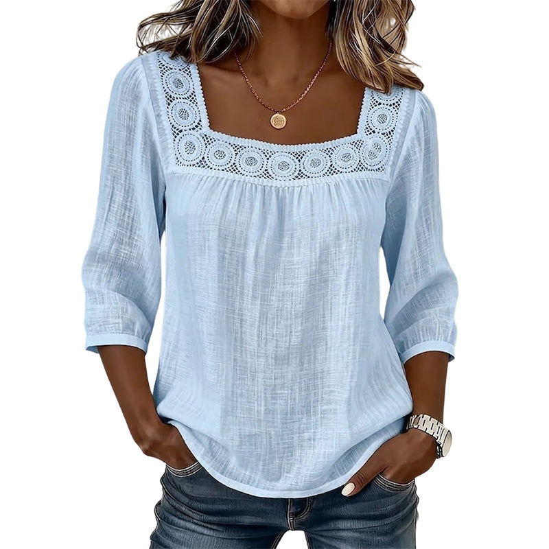 Women’s Square Neck Lace Crochet Blouse mysite