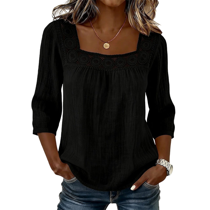 Women’s Square Neck Lace Crochet Blouse mysite