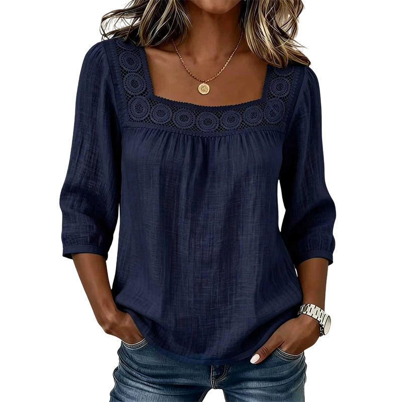 Women’s Square Neck Lace Crochet Blouse mysite