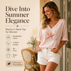 Women's V Neck Printed T-Shirt mysite