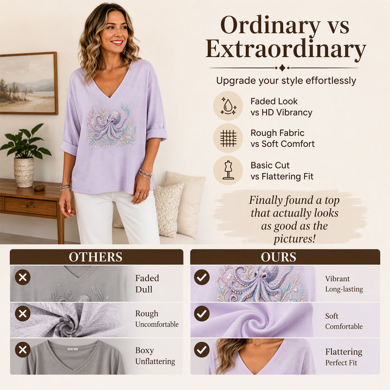 Women's V Neck Printed T-Shirt mysite