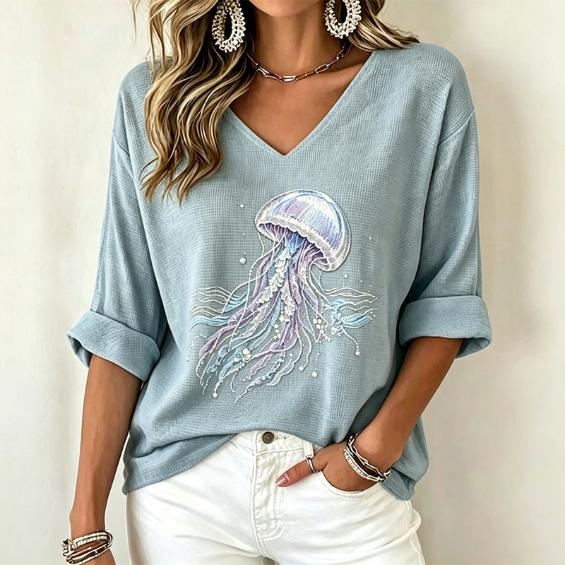 Women's V Neck Printed T-Shirt mysite