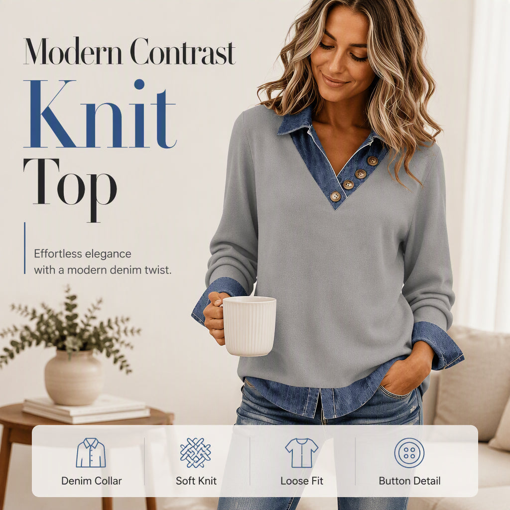 Women's Casual Patchwork Long Sleeve Top mysite