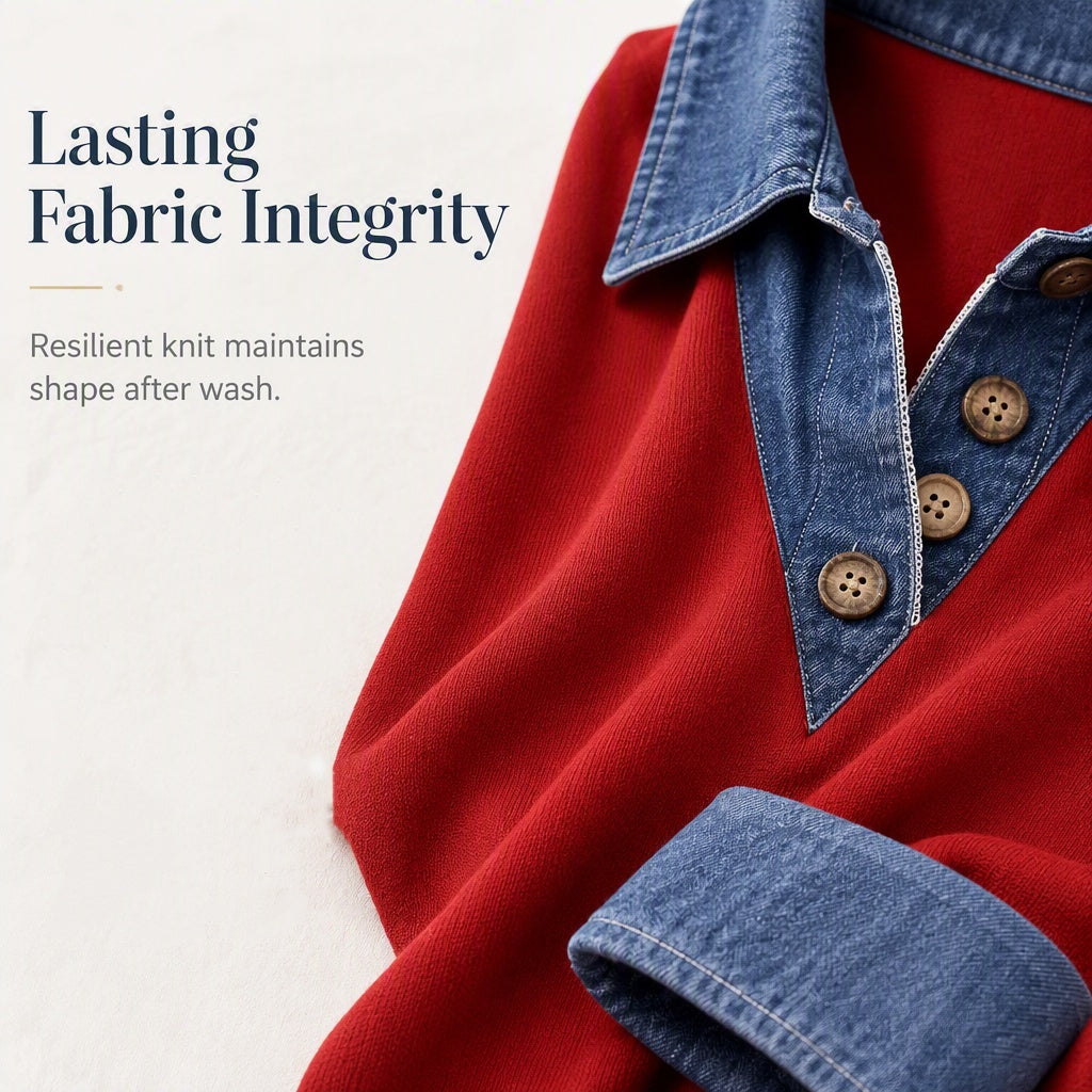 Women's Casual Patchwork Long Sleeve Top mysite