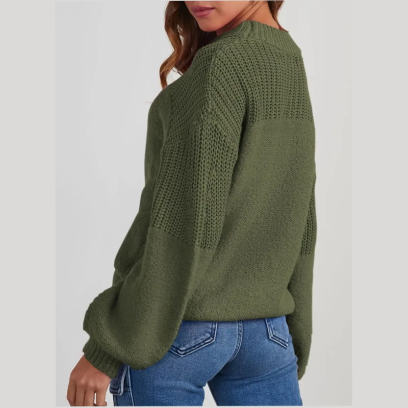 Women's Loose Fit Long Sleeve Knit Sweater mysite