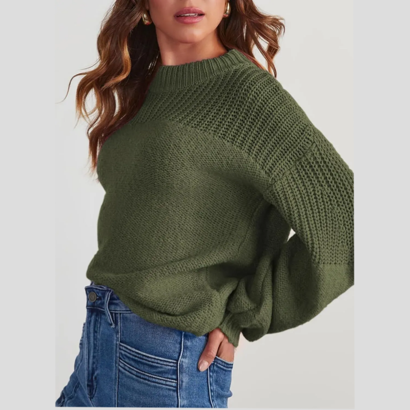 Women's Loose Fit Long Sleeve Knit Sweater mysite