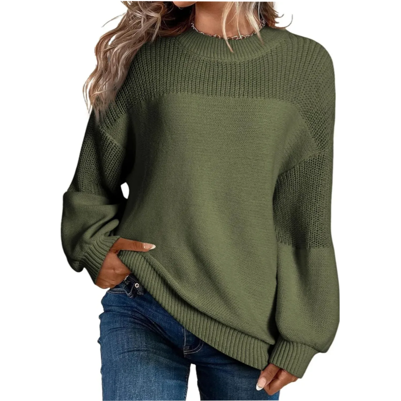 Women's Loose Fit Long Sleeve Knit Sweater mysite