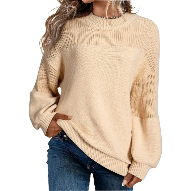 Women's Loose Fit Long Sleeve Knit Sweater mysite