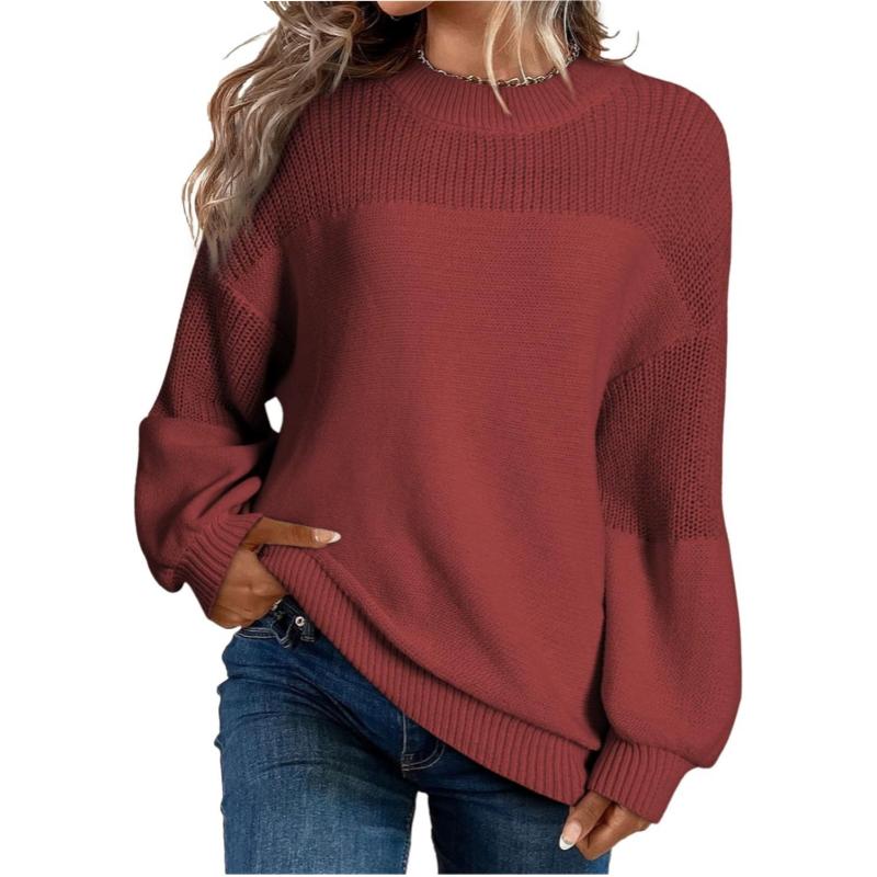 Women's Loose Fit Long Sleeve Knit Sweater mysite
