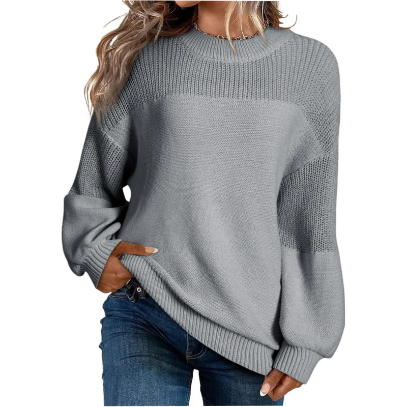 Women's Loose Fit Long Sleeve Knit Sweater mysite