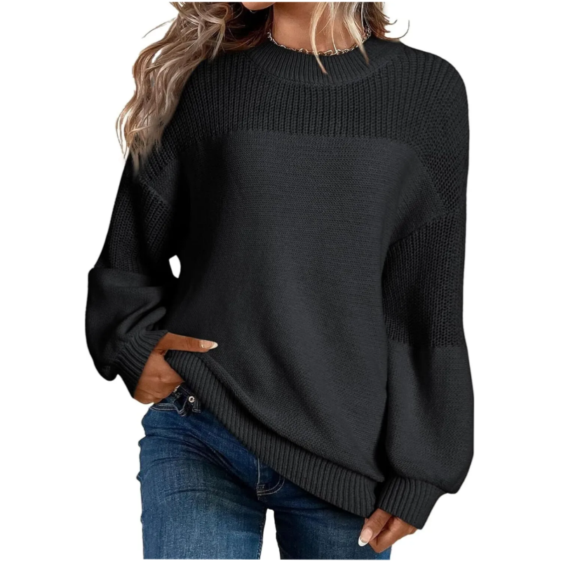 Women's Loose Fit Long Sleeve Knit Sweater mysite
