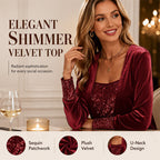 Women's Elegant Sequin Patchwork Long Sleeve Top mysite