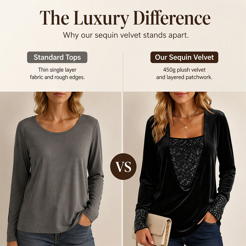 Women's Elegant Sequin Patchwork Long Sleeve Top mysite