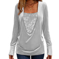 Women's Elegant Sequin Patchwork Long Sleeve Top mysite