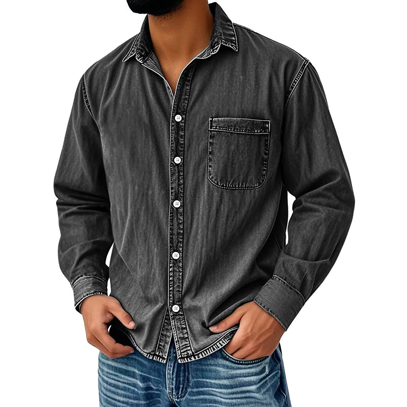 Men's Retro Washed Denim Shirt Marlovene