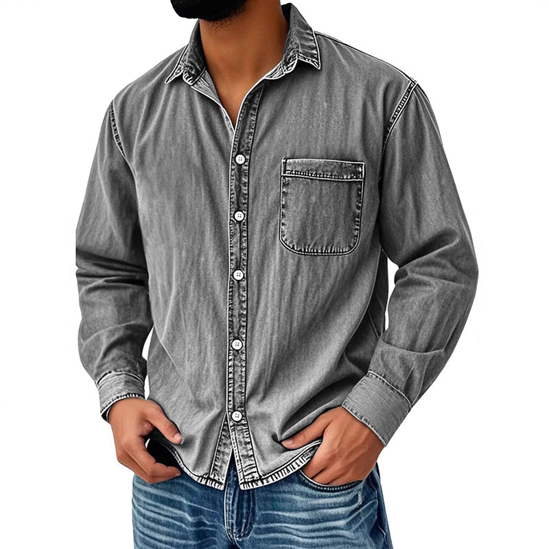 Men's Retro Washed Denim Shirt Marlovene