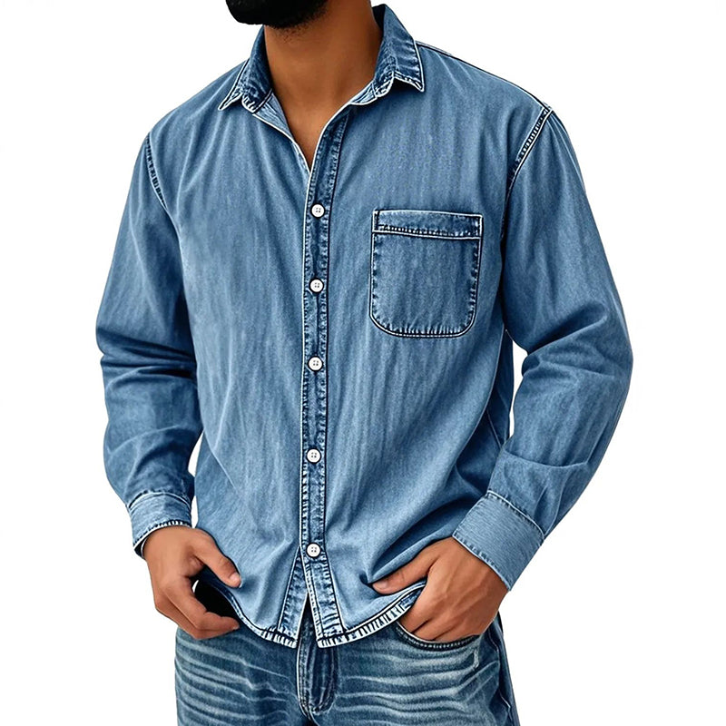 Men's Retro Washed Denim Shirt Marlovene
