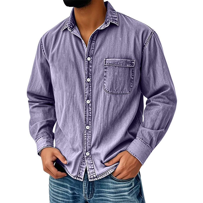 Men's Retro Washed Denim Shirt Marlovene