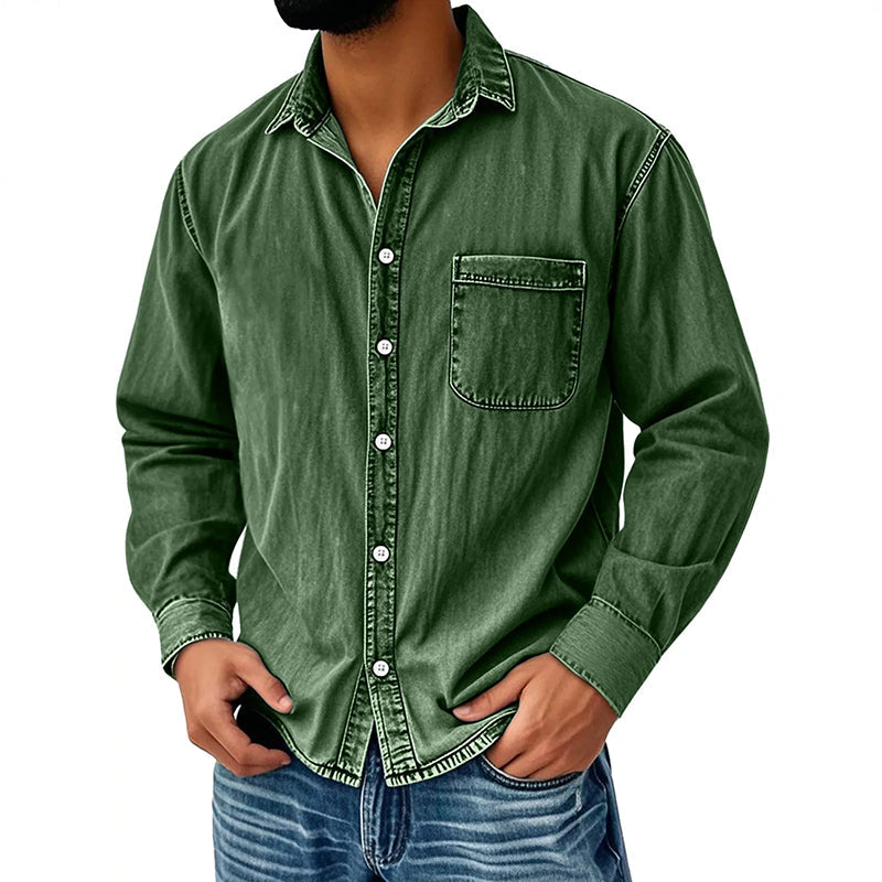 Men's Retro Washed Denim Shirt Marlovene