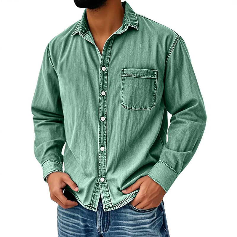 Men's Retro Washed Denim Shirt Marlovene