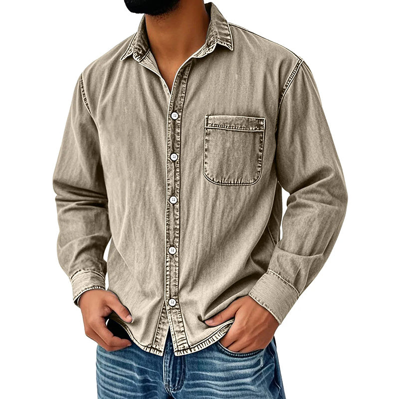 Men's Retro Washed Denim Shirt Marlovene