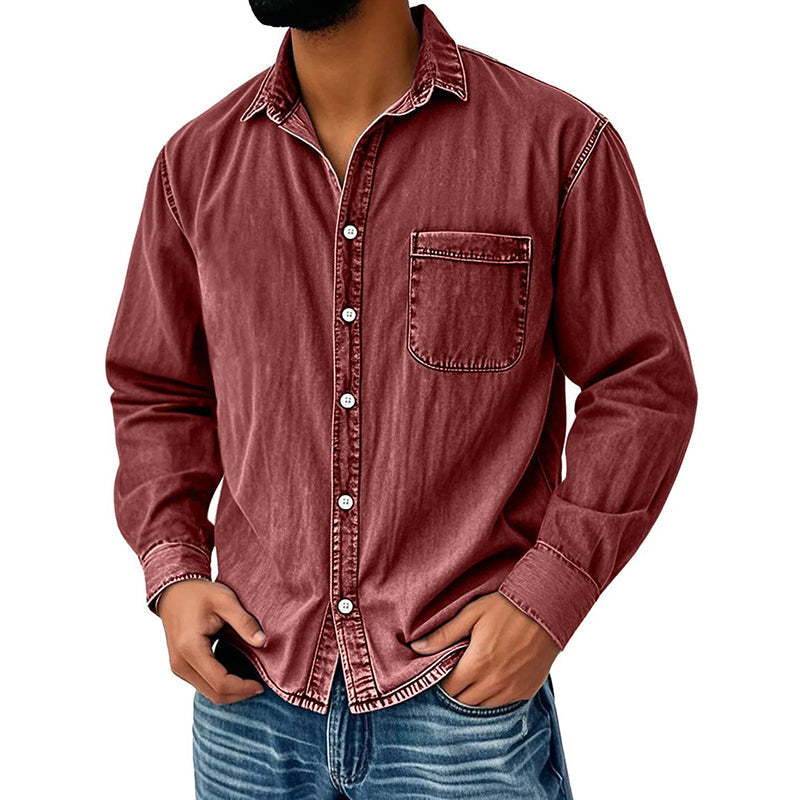 Men's Retro Washed Denim Shirt Marlovene