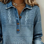 Women’s Denim Patchwork Lapel Long-Sleeve Shirt mysite