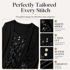 Women's Sequin Patchwork Mock Two-Piece Top mysite