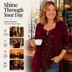 Women's Sequin Patchwork Mock Two-Piece Top mysite