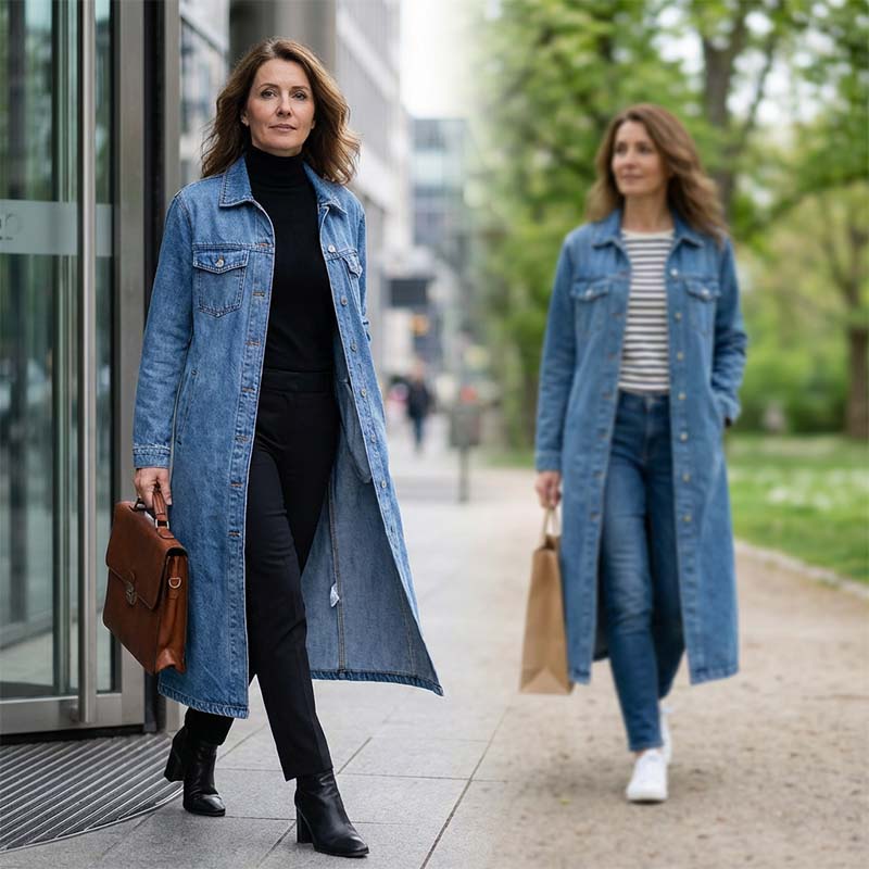 Women’s Casual Longline Button-Up Denim Coat mysite