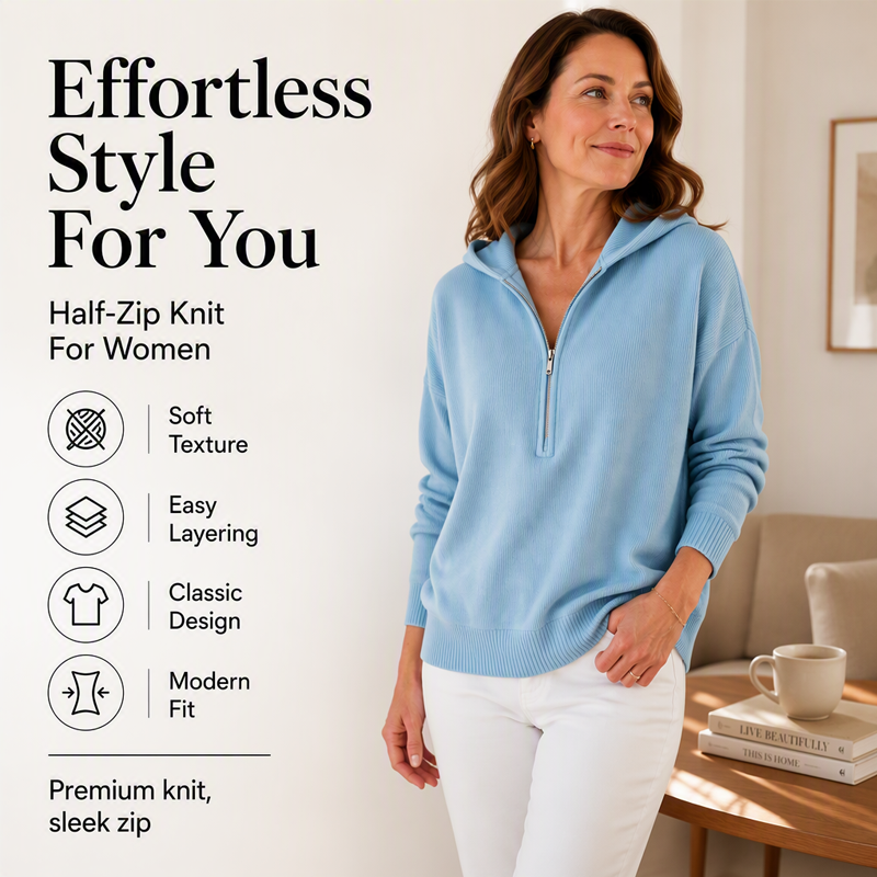Women's Half Zip Hooded Sweatshirt mysite