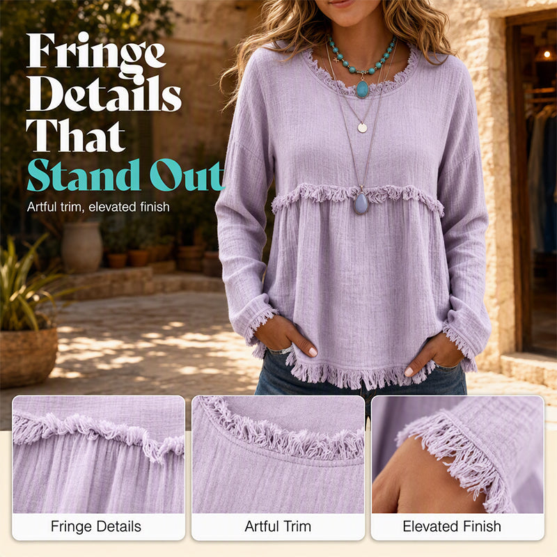 Women's Vintage Fringe Tassel Casual Top mysite