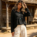 Women's Vintage Fringe Tassel Casual Top mysite
