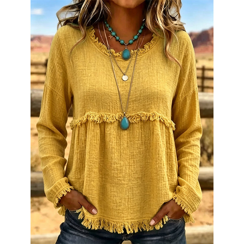 Women's Vintage Fringe Tassel Casual Top mysite