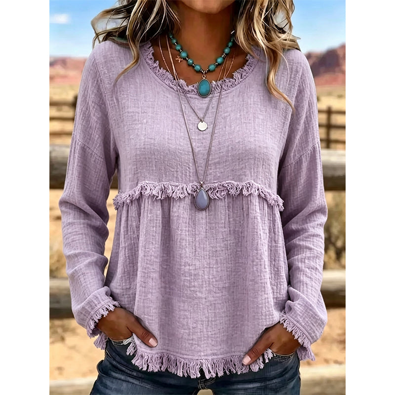 Women's Vintage Fringe Tassel Casual Top mysite