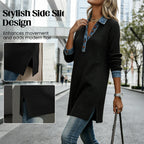 Women's Casual Long Sleeve Collared Dress mysite