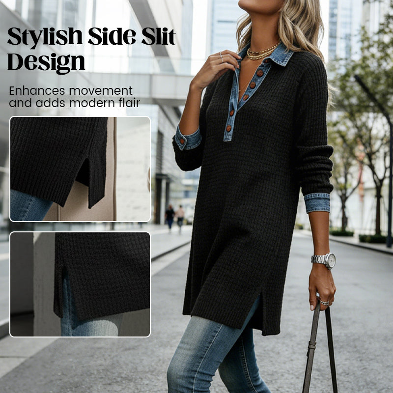 Women's Casual Long Sleeve Collared Dress mysite