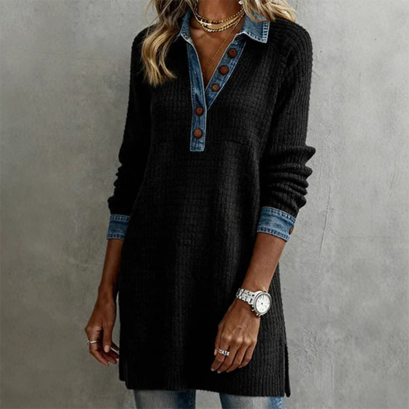 Women's Casual Long Sleeve Collared Dress mysite
