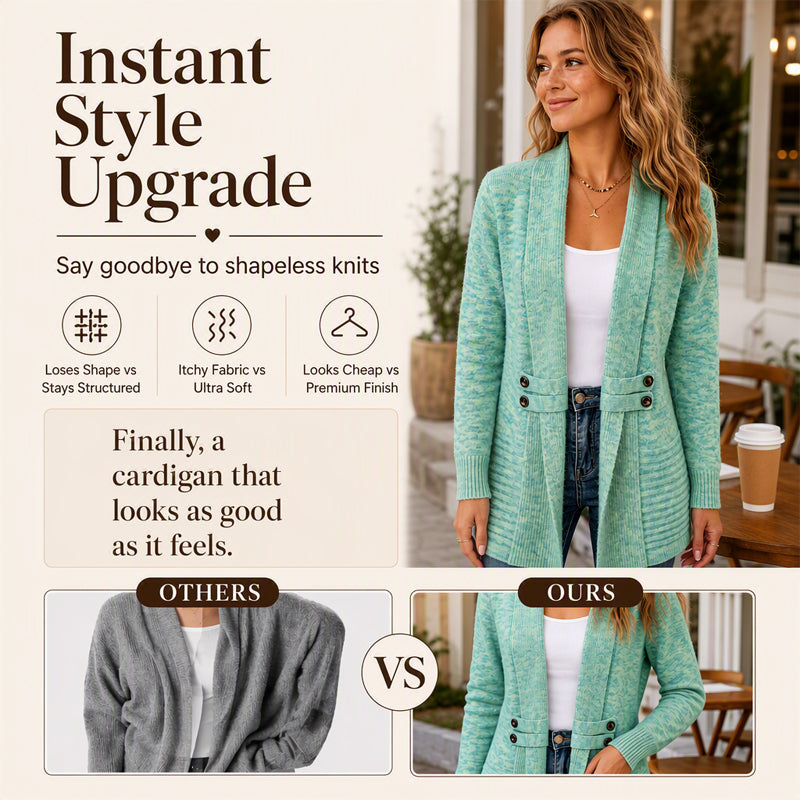 Women's Casual Double-Breasted Knit Cardigan mysite