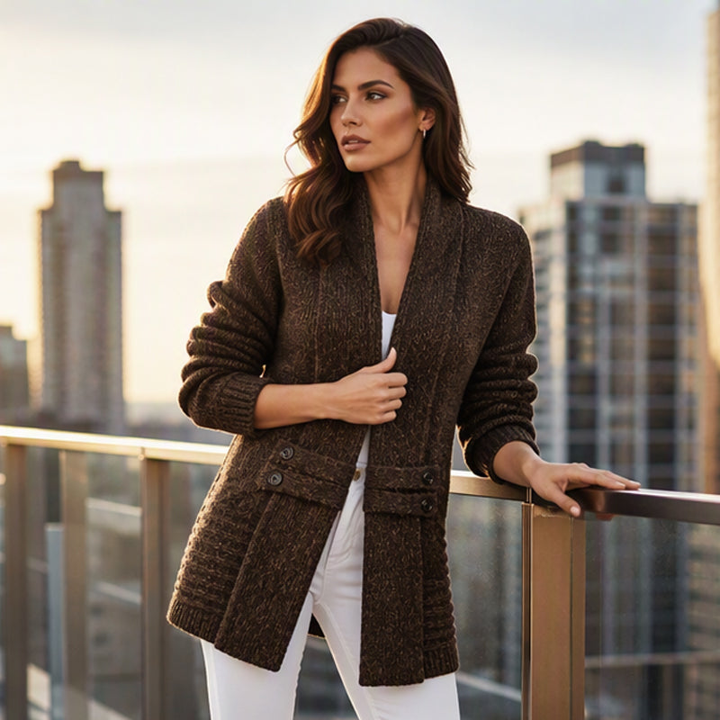 Women's Casual Double-Breasted Knit Cardigan mysite
