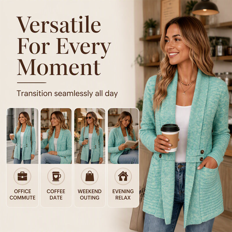 Women's Casual Double-Breasted Knit Cardigan mysite