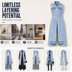 Women Sleeveless High Slit Denim Vest Dress Longline Jean Jacket mysite