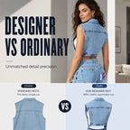 Women Sleeveless High Slit Denim Vest Dress Longline Jean Jacket mysite