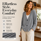 Women's V-Neck Corduroy Knit Cardigan Marlovene