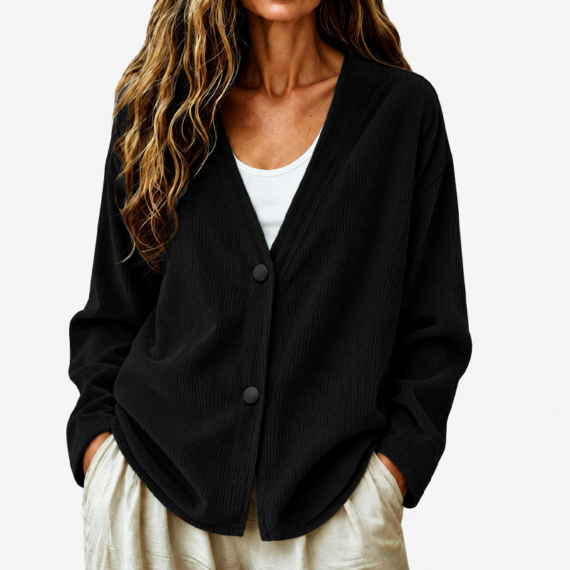 Women's V-Neck Corduroy Knit Cardigan Marlovene